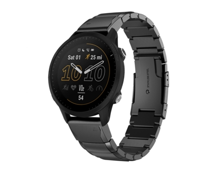 Correa de reloj inteligente para Garmin Forerunner 955 de 22 mm de acero inoxidable con carcasa de tortuga (negro)
