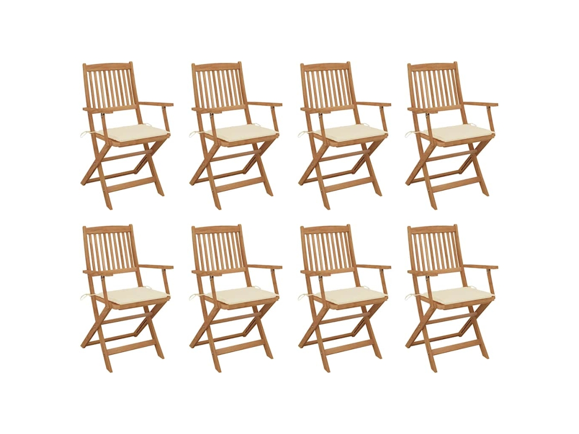 Conjunto 8 Silla de exterior VIDAXL Crema Madera (54x57x91 cm)