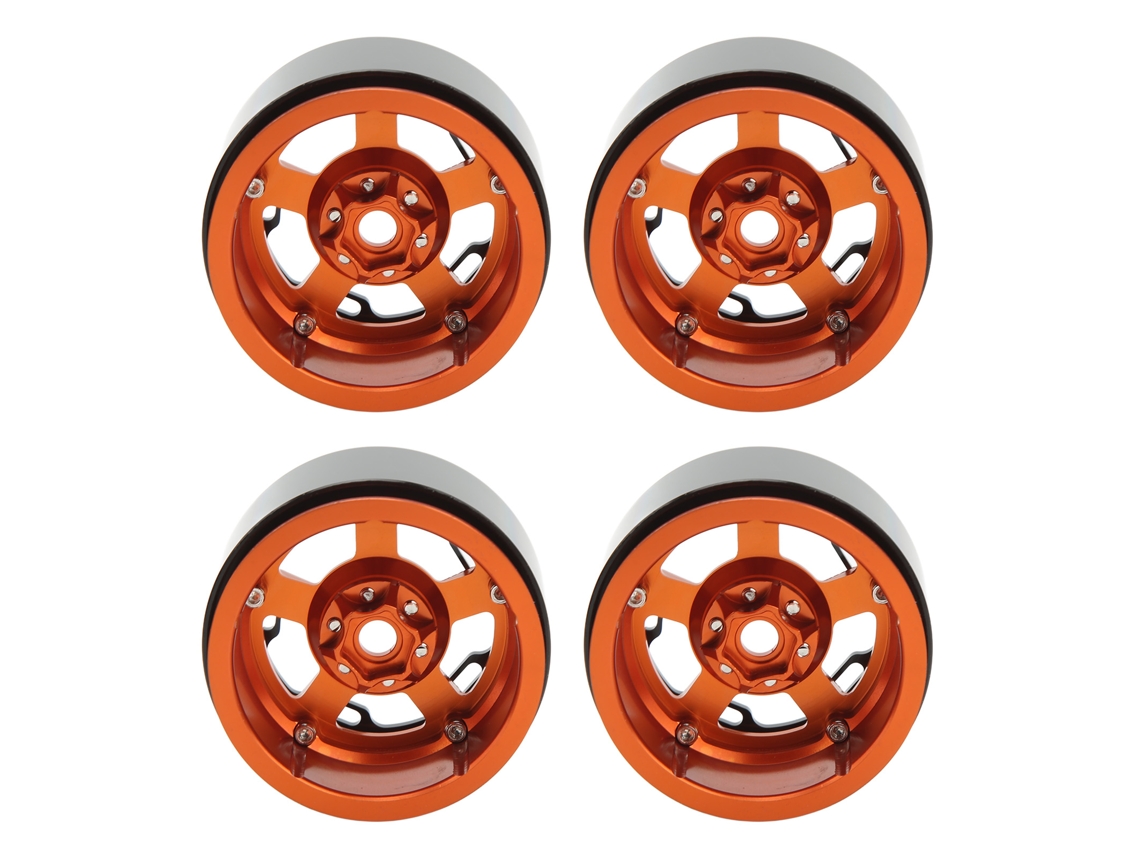 Ymsl 4 Piezas Cubo De Rueda 2.2in Universal Cnc Aluminio Resistente Al Desgaste Para Coche Rc 1/10 Naranja Hxl