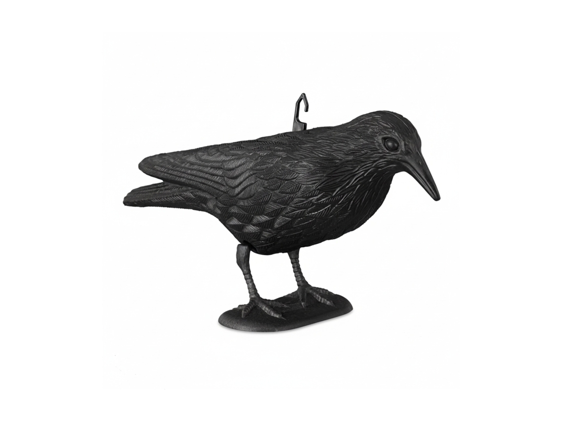 Relaxdays Cuervo Espantapájaros Para Jardín, Plástico, Negro, 20 X 33 X 12 Cm