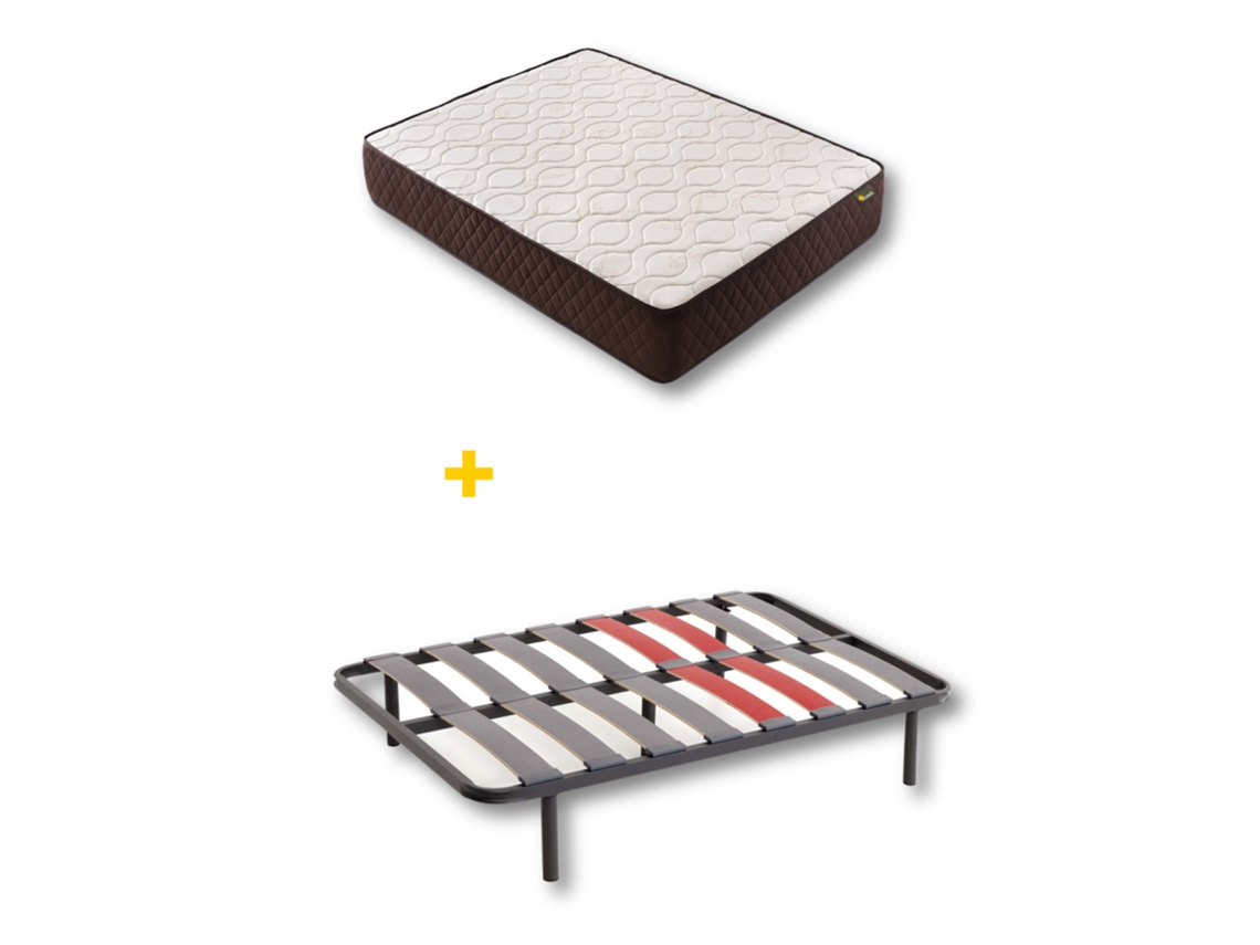 Pack Colchón y Somier DESCANSIN | 150 x 180 |Ideal para Personas con Dolores de Espalda | Alta Firmeza | Silencioso