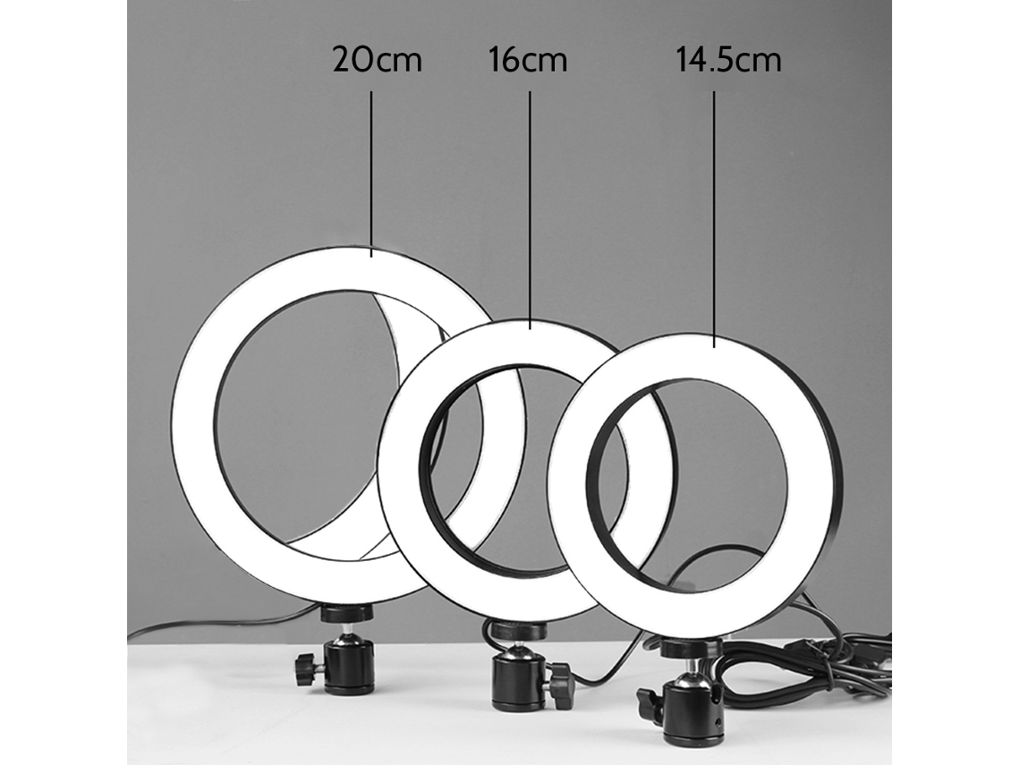 2026-luz De Selfie Redonda Con Tripode Telescópico 64 Led 5w Dc5v 10 Niveles De Brillo Regulable Para Fotos Y Live Show