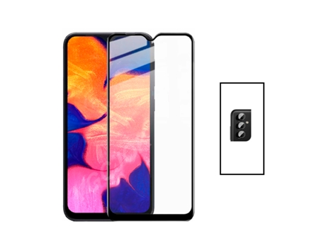 Kit de película de cámara trasera + cubierta completa de vidrio templado 5D para Samsung Galaxy A04s - transparente / negro