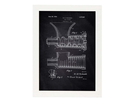 Póster NACNIC con Patente de Picadora de Carne. con Diseño de Patente Antigua