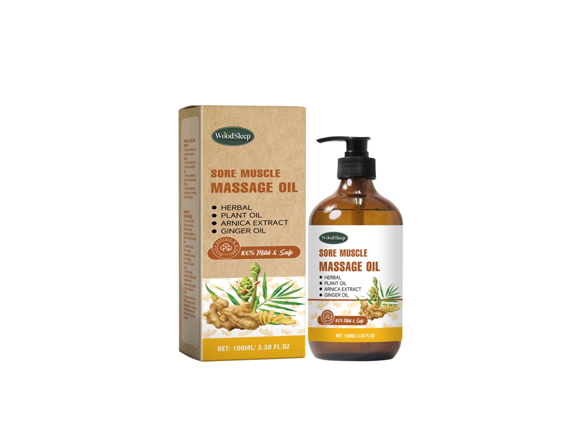 Aceite de masaje de jengibre calmante para la relajación.