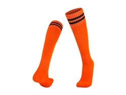 Calcetines de fútbol MDUG largos, antideslizantes y transpirables, de color naranja y negro.