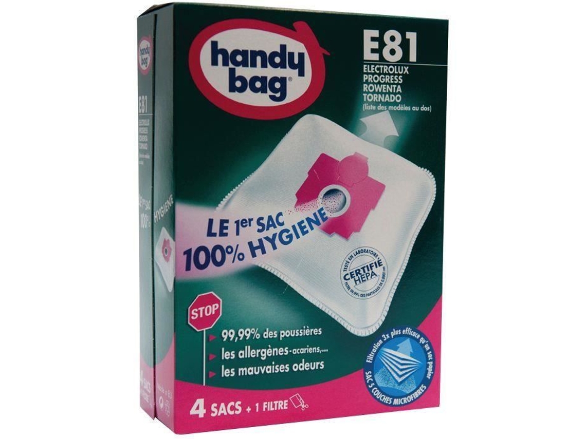 Juego de 4 bolsas para aspiradoras no tejidas E81 Handy Bag para Electrolux High Filtration