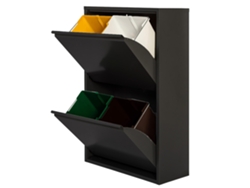Cubo de Basura y Reciclaje JOBGAR Eco Recycling Metálico de 4 Compartimentos, 4x17L (68L), Negro