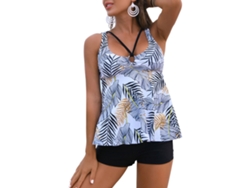 Traje De Baño De Mujer De 2 Piezas Sin Aros Con Relleno Extraíble, Estampado Floral Y Tankini De Color Liso.