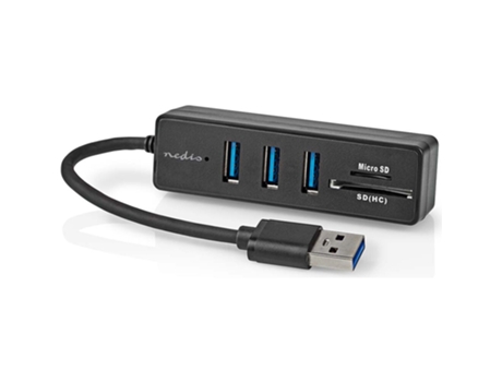 Hub USB 3.0 de 3 puertos y lector de tarjetas Micro SD 5 Gbit/S Ccgb61250Bk01 NEDIS
