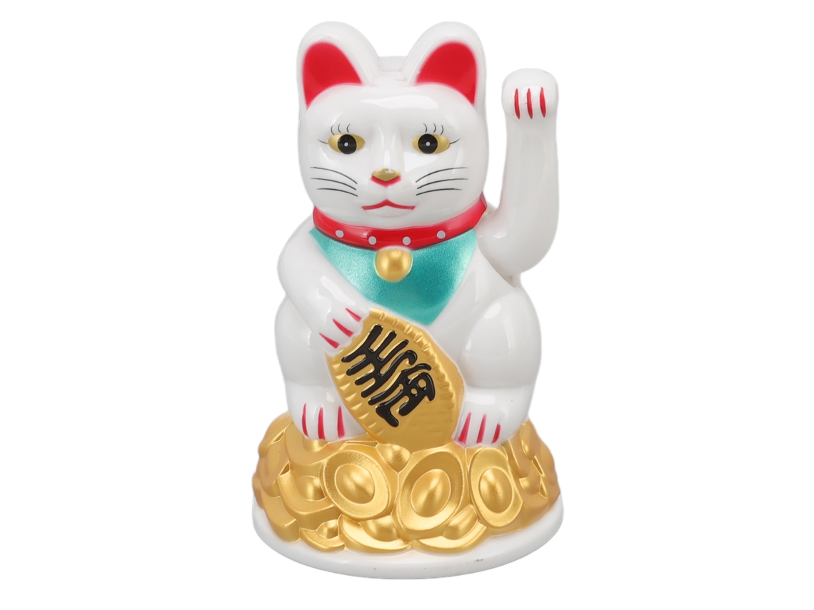 Adorno Mecánico De Gato De La Suerte De Plástico Blanco De 11,4 Cm Para Decoración Y Regalos Mly45c