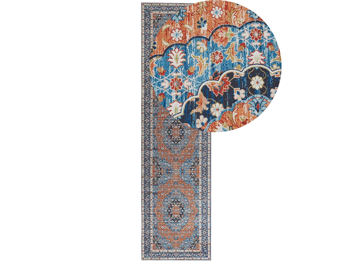 Alfombra BELIANI Midalam de Poliéster Azul 80x300