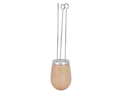 Dispensador de café en polvo de madera con aguja y cuchara de plata para remover