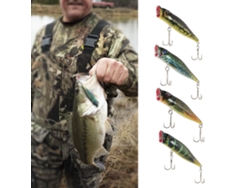 2026rebe-lixada 4pcs Lures De Pesca Popper Flotante 12g 95mm Bait Artificial Duro Con Anzuelos 6 Wobbler