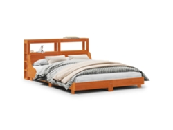 Maison Exclusive - Cama Sin Colchón Madera Maciza De Pino Marrón Cera 140x200 Cm