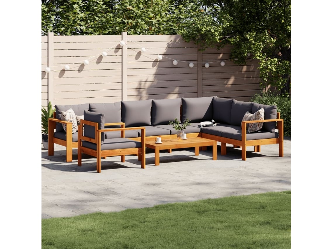 Conjunto de 6 Piezas de Sofás de Jardín con Cojines Acacia Maciza DKD Home Decor