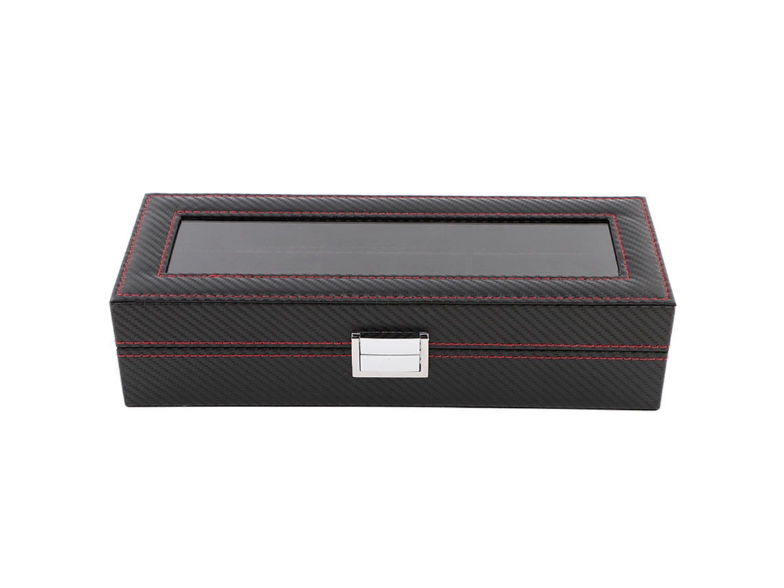 Estuche De Viaje Para Relojes De Fibra De Carbono Con 6 Ranuras, Almacenamiento Elegante.