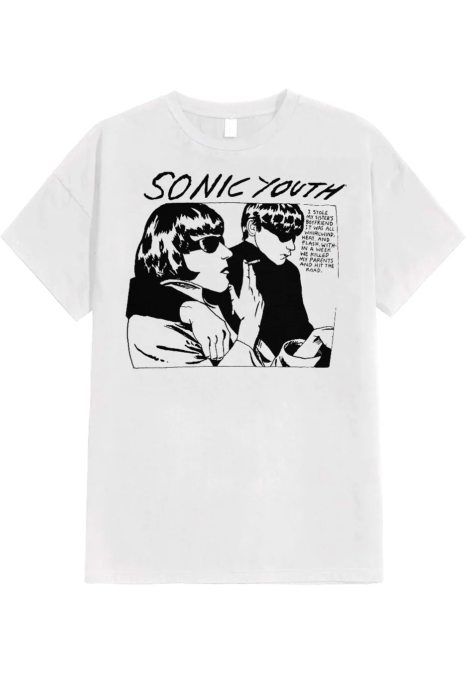 Talla: L Rockinstone Sonic Youth - Portada del álbum Goo - Camiseta blanca unisex para adultos