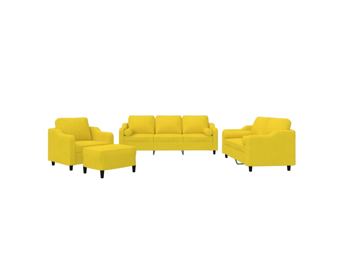 Maison Exclusive - Juego De Sofás Con Cojines 4 Piezas Tela Amarillo Claro