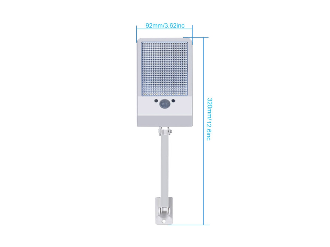 Lámpara solar de exterior modelo 2026 con 48 LED, 800 lm, sensor de movimiento, resistente al agua, para jardín, hogar y uso en la calle, con soporte y control remoto.