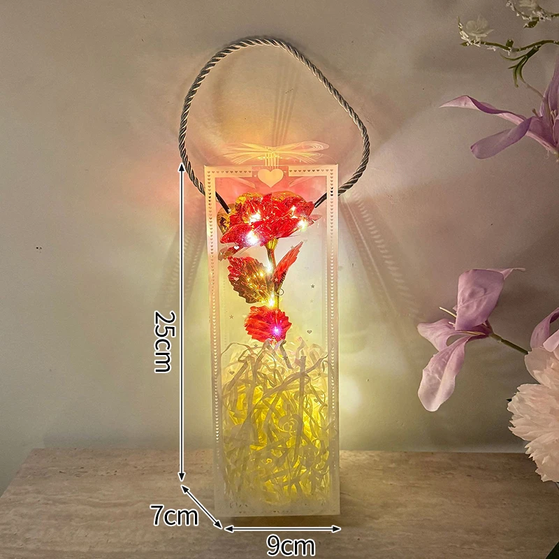 Rosas Artificiales Con Cúpula Acrílica Y Luces Led, Rosas Preservadas, Regalo Para El Día De San Valentín.