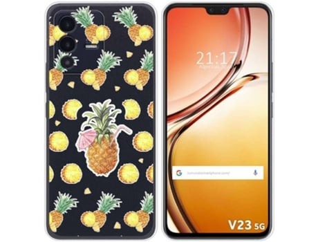 Carcasa para Vivo V23 5G TUMUNDOSMARTPHONE Dibujos Transparente Piña Multicolor