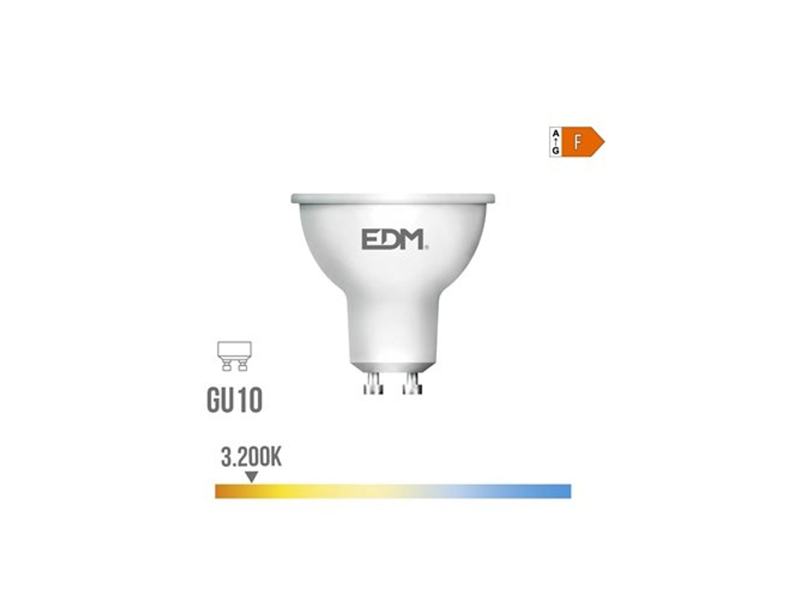 Lámpara Led Dicroica Gu10 Ip20 Ø5x6,4cm Edm (10w 3200k 932lm)