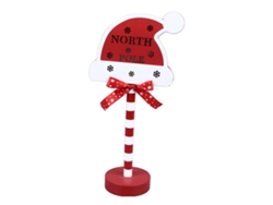 2026-topper De Árbol De Navidad Santa Stop Here Con Led, Decoración De Metal Y Madera Sólida, 15x8.5x30.5cm