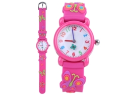 Dan26-reloj Niño Impermeable Con Dibujos Animados Patrón Bonito Reloj De Muñeca Regalo Color Rosa Rojo