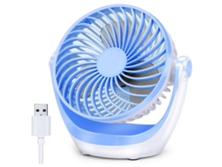 Ventilador de escritorio pequeño Yizhood, potente flujo de aire, portátil, ultrasilencioso, cabezal ajustable 360° (azul)