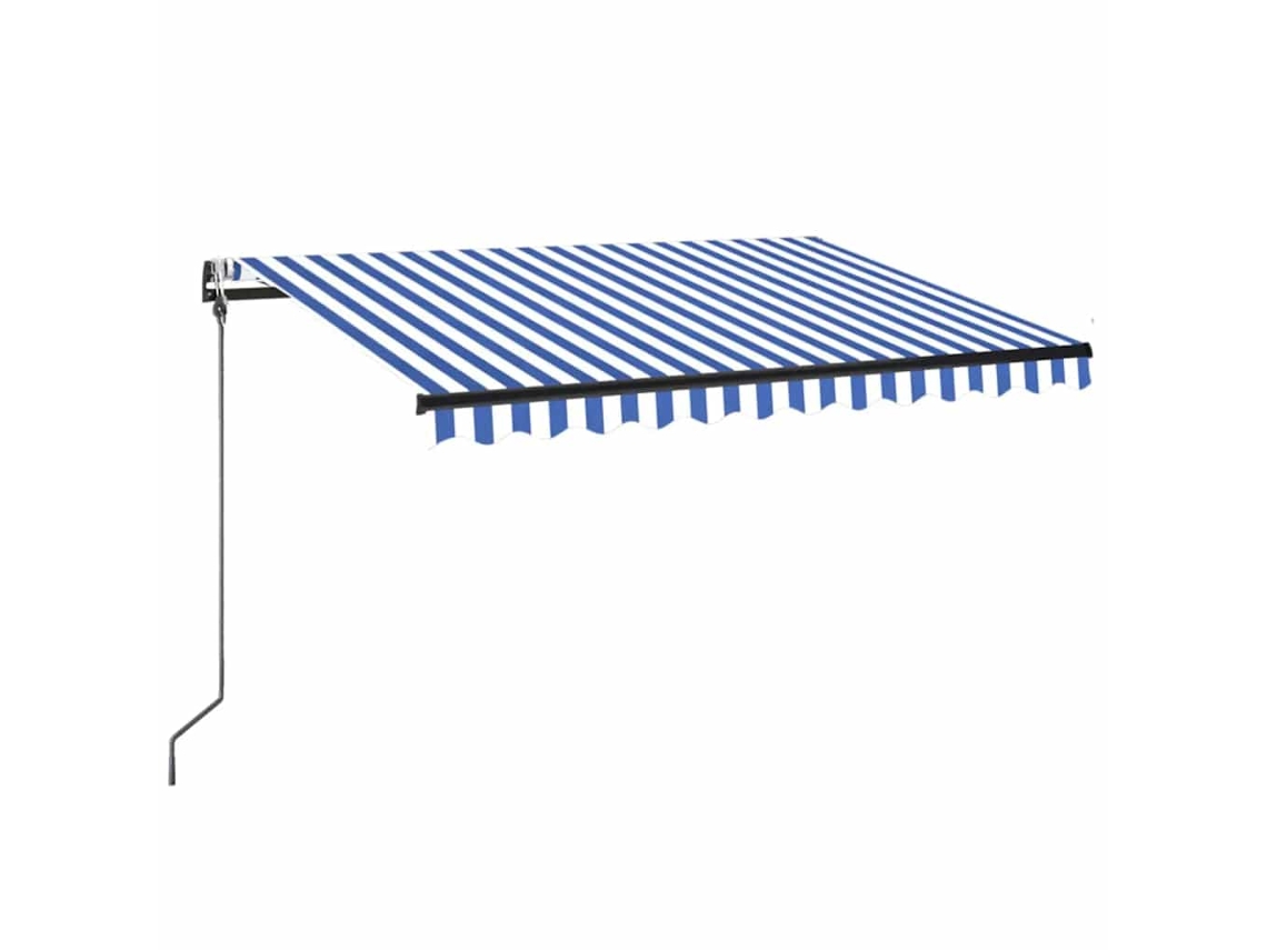 Maison Exclusive - Toldo Automático Led Sensor De Viento Azul Y Blanco 350x250 Cm