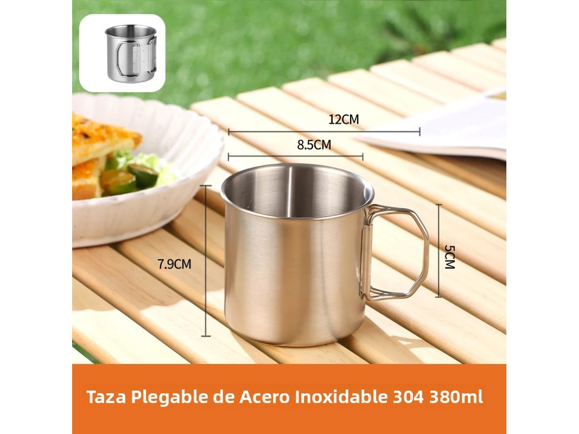 Juego de vasos plegables de acero inoxidable 304 de alta calidad (380 ml)