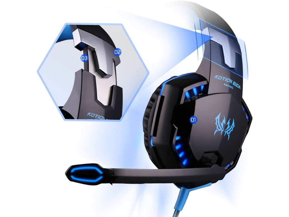 Auriculares Supraaurales Para Juegos Kotion Each G2000 Con Micrófono, Controladores De 50 Mm, Sonido Envolvente Y Cancelación De Ruido.