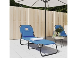 Tumbona plegable de tela Oxford y acero revestida en azul polvo, DKD HOME DECOR