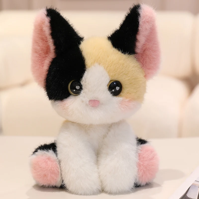 (gato Negro Y Amarillo, 24 Cm) Peluche De Gato Devon/siamés Sentado, Súper Lindo, Ideal Para La Decoración Del Hogar Y La Oficina.