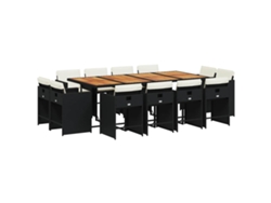 Maison Exclusive - Set Comedor De Jardín Con Cojines 13 Pzas Ratán Sintético Negro