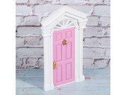 Puerta De Abedul En Miniatura Con Abertura De Hadas Para Casa De Muñecas A Escala 1:12 Con Accesorios Rosas.