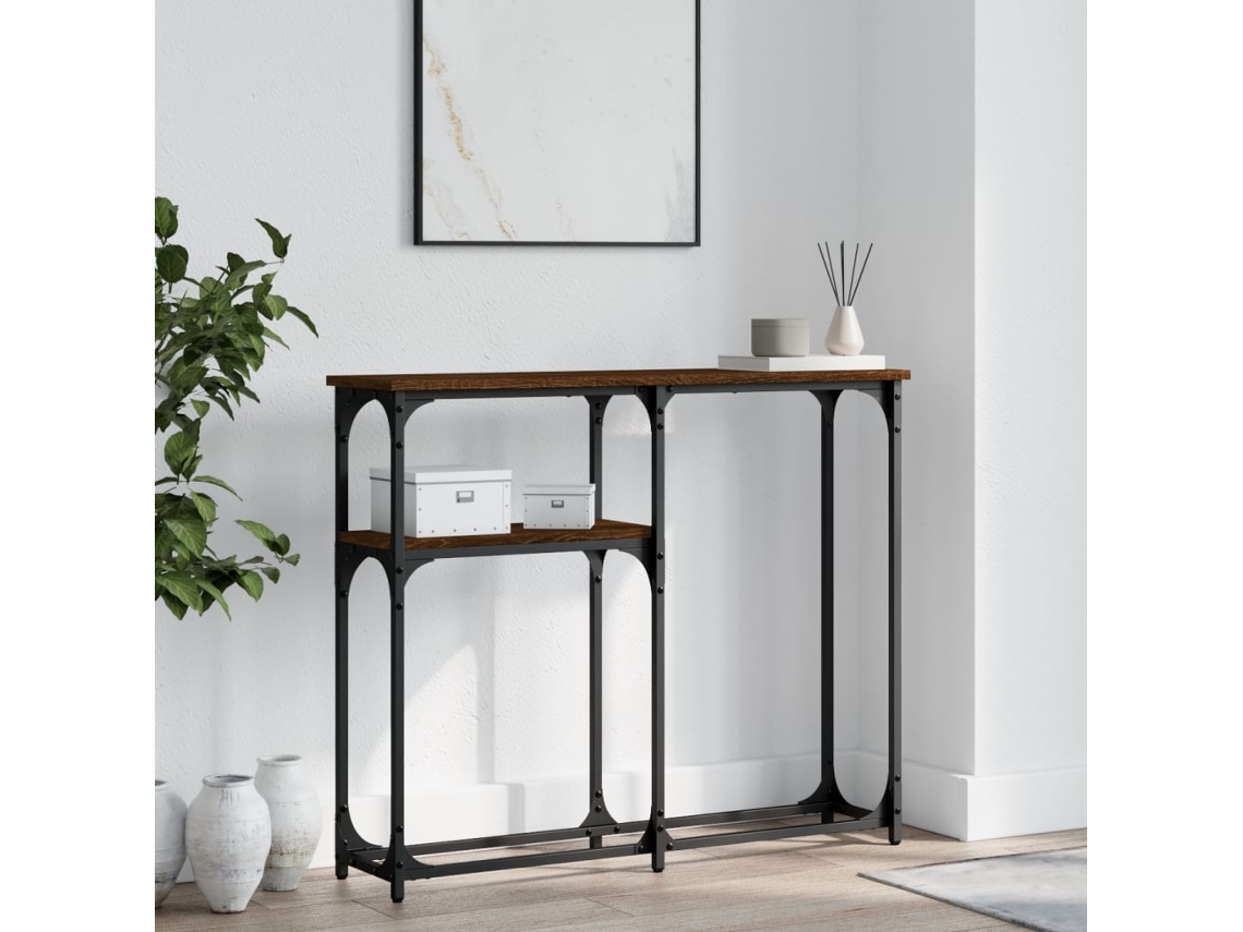 Mesa consola | Mesa de entrada | Mesa auxiliar 90x22,5x75 cm Derivados de madera Roble marrón