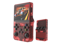 Consola de juegos Fwinl K36, sistema Linux portátil de código abierto, consola de juegos retro arcade portátil con joystick rojo translúcido de 128 GB