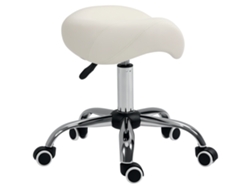 Taburete Giratorio Con Ruedas, Altura Regulable, Diseño Estético, Para Dentista/peluquería, 52x53x49-61cm, Blanco.