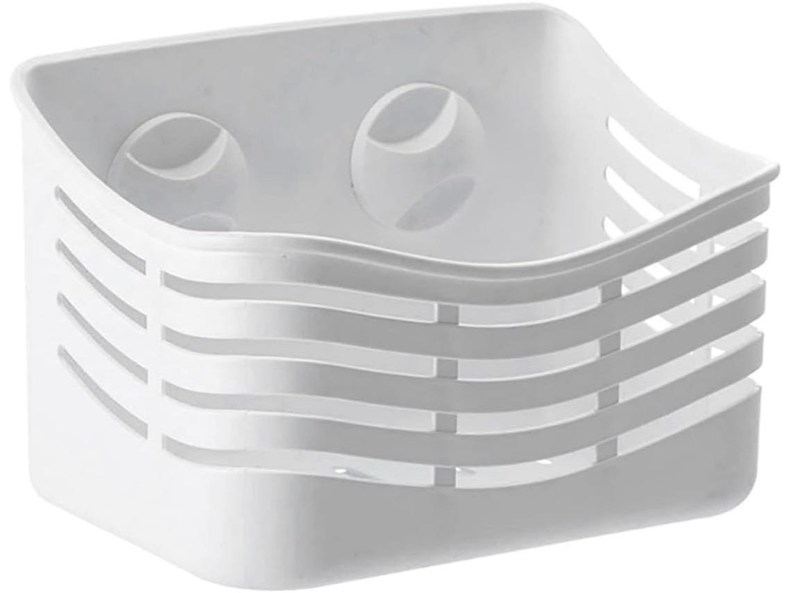 Estante Pared Taladrar Plástico Blanco Capacidad Almacenaje Accesorios Práctica Organización Baño Gran