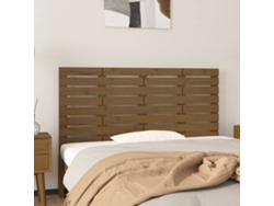 Cabecero Cama Pared Madera Maciza Pino Marrón Miel 126x3x63 Cm