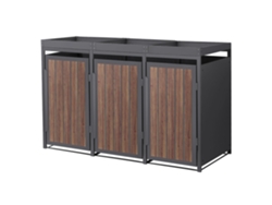 Cobertizo Ml-design Para 3 Cubos De Basura 240l Acero Antracita Roble Oscuro Con Macetero