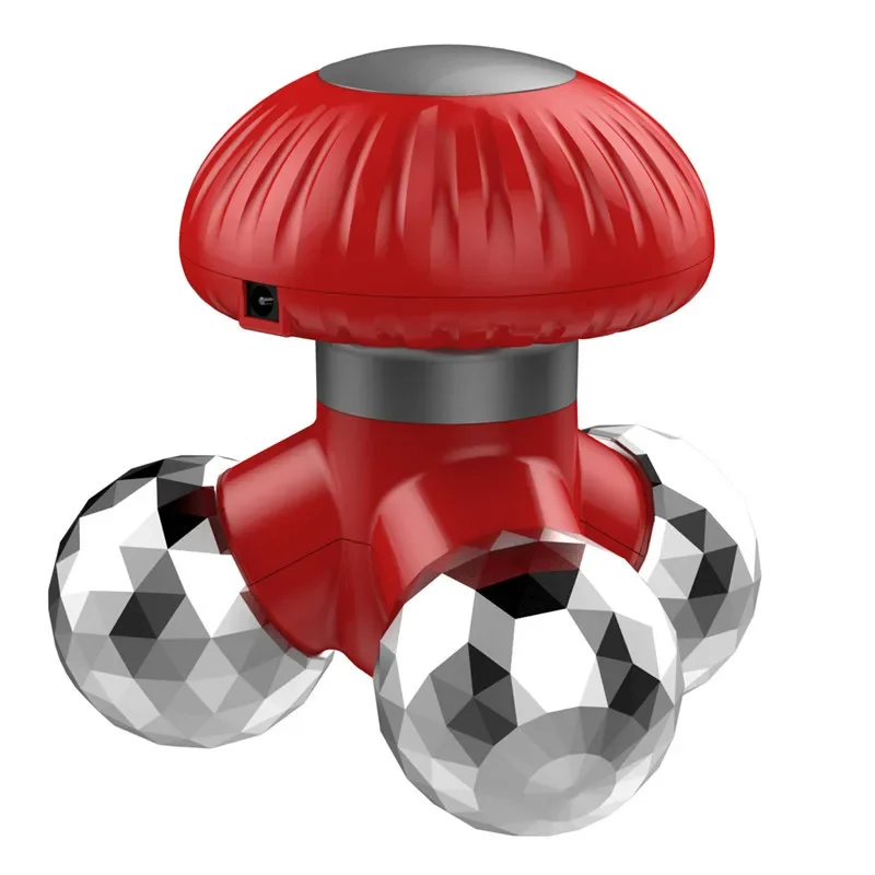 (rojo) Masajeador Portátil 4 En 1 Con 3 Cabezales De Masaje, Mini Masajeador