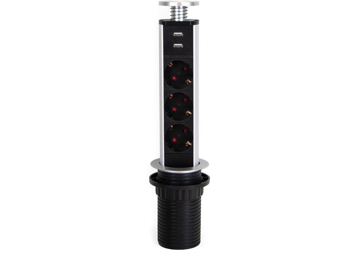 Regleta EMUCA 3 Enchufes y 2 USB - Enchufe Tipo Schuko