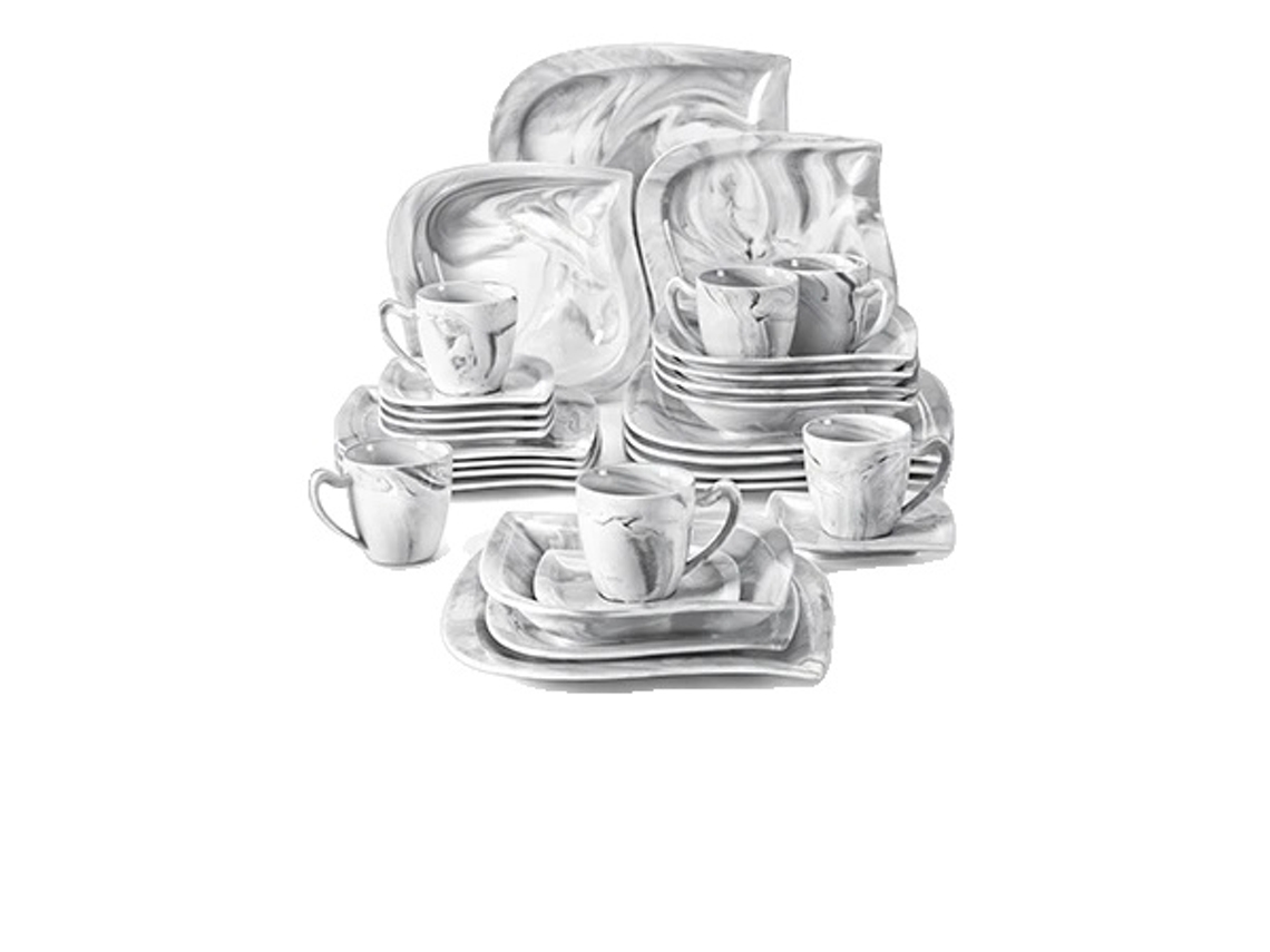Vajilla de porcelana, servicio para 6/12, blanco, gris, 30 piezas OEM