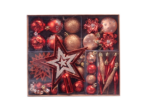 Conjunto de Bolas de Navidad ZMDECQNA Juego Adornos Colgantes Coloridas Inastillables Colgante Estrellas Multicolor - 58un (26x24x6cm)