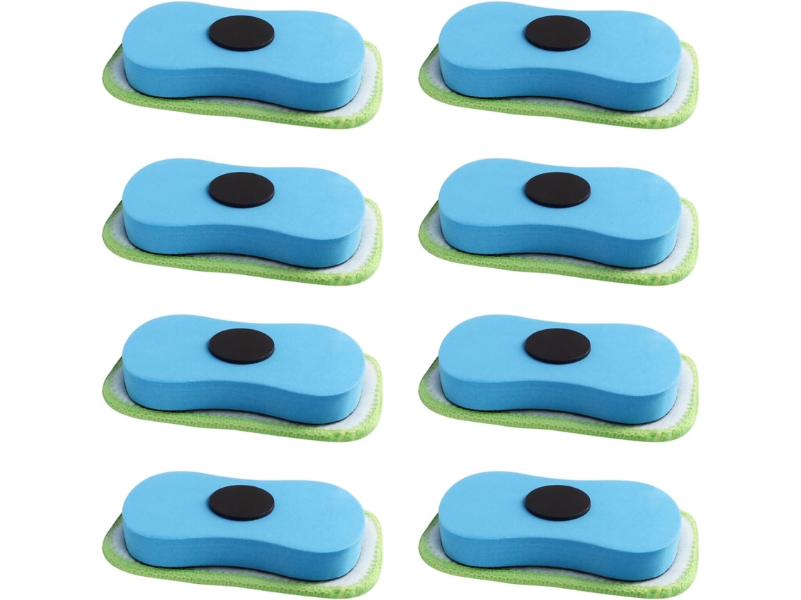 Borrador Magnético De Terciopelo Azul De 8 Piezas Para Pizarras Blancas Y Tiza, De Microfibra Lavable.