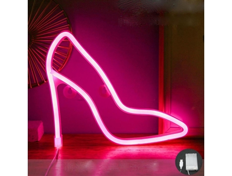 Lámparas de neón de tacón alto de neón rosa, mesa de pared, cabeza de neón, tacones de dormitorio para niña, luz de neón con batería/decoración del...