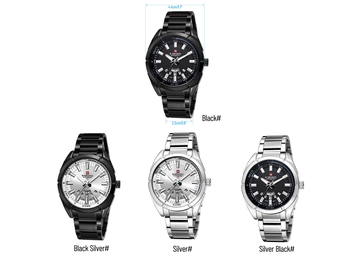 Reloj Hombre De Cuarzo Semanal Acero Inoxidable Negocios Casual Regalo